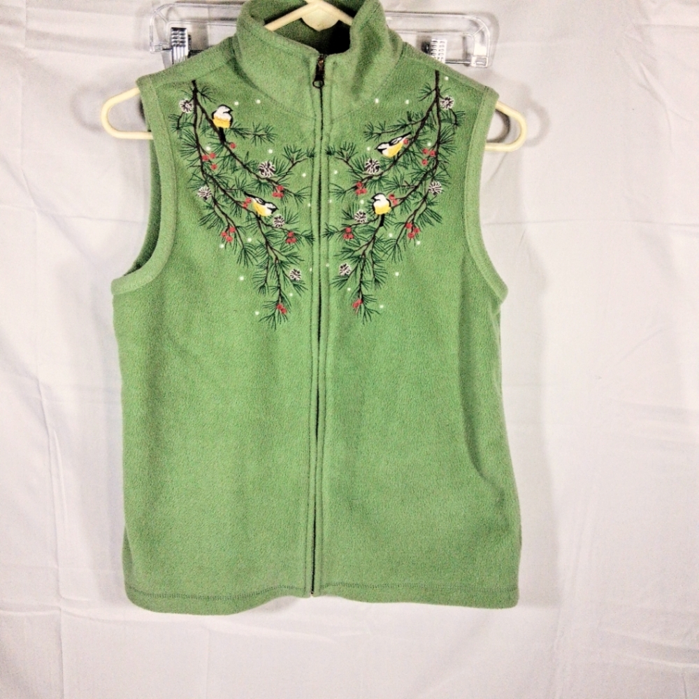 Baxter and Wells Small Lime Green Beautifully Embroided Very Soft Women's Vest